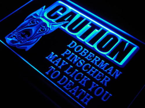 Caution Doberman Pinscher Lick Neon Light Sign